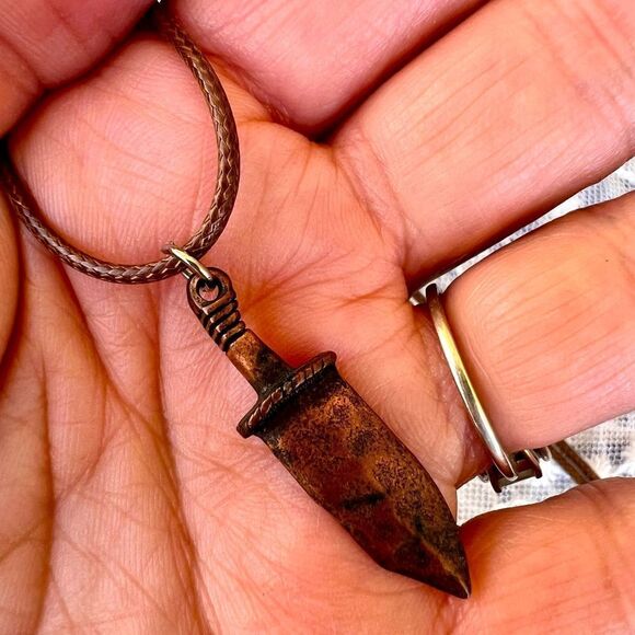 Vintage Copper Dagger Pendant Necklace Unisex - Picture 2 of 8
